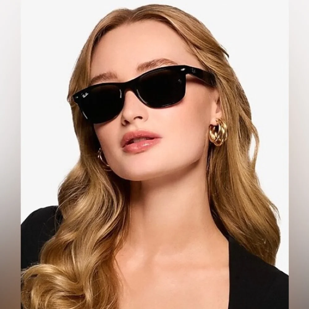 Black Ray Ban Sunglasses RB2132 New Version Unisex Fit Rectangle G-15 Lens - Picture 4 of 11